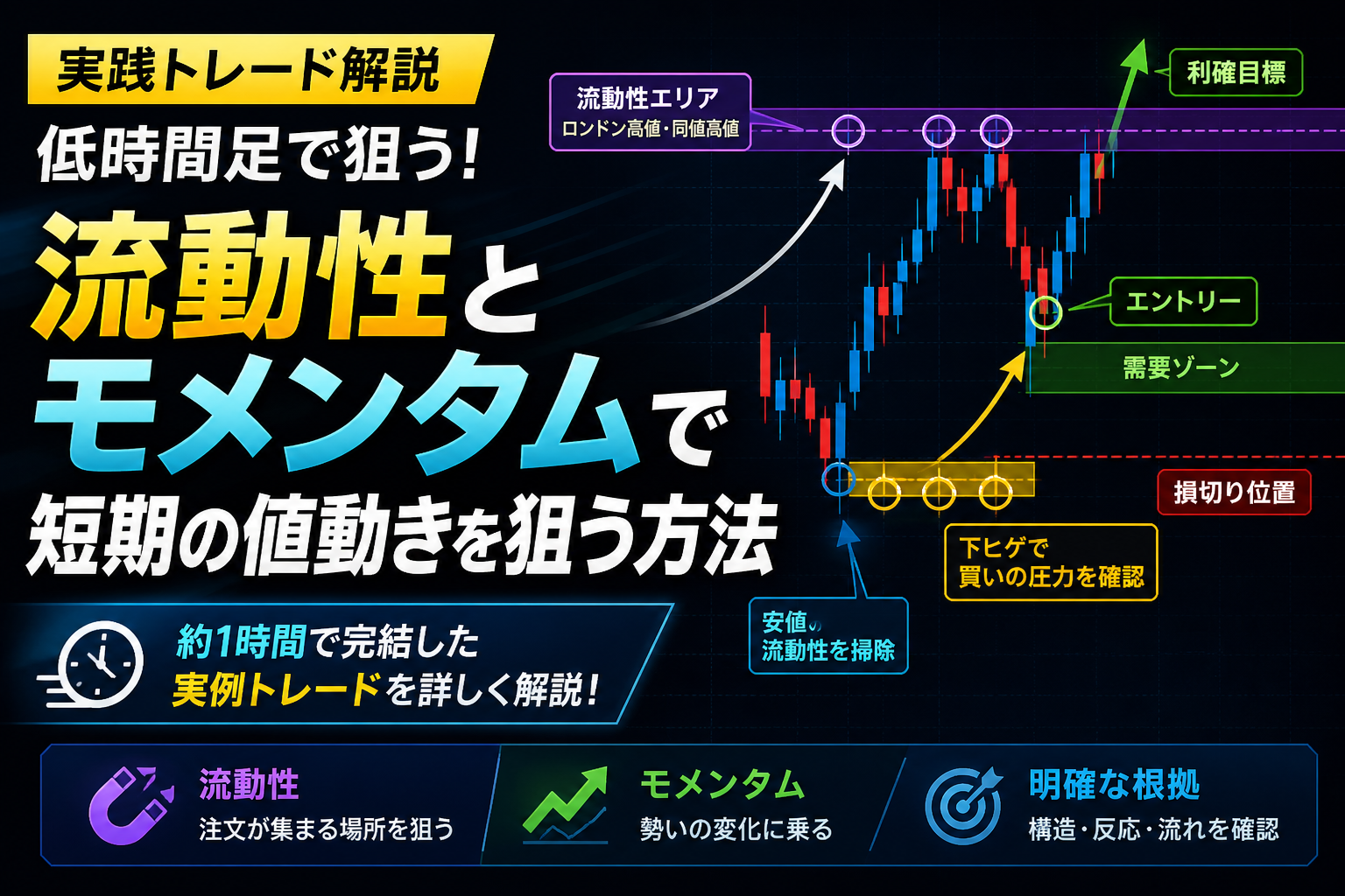 低時間足トレードの実例解説｜流動性とモメンタムで短期の値動きを狙う方法